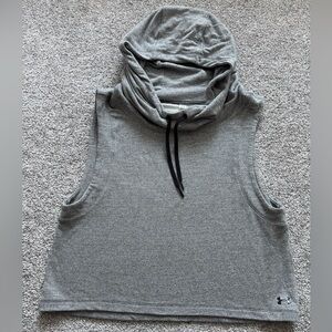 UNDER ARMOUR Cropped Hoodie Women XS Gray Funnel Neck Sleeveless
